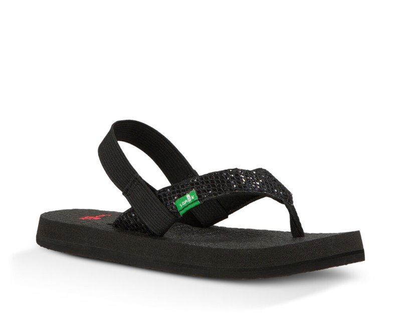 Sanuk Kids Yoga Glitter Black Sandals | SFNUJL084